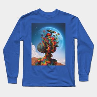 Psychedelic floral mushroom head Long Sleeve T-Shirt